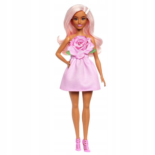 Barbie Fashionistas - Bábika v ružových šatách v tvare ruže